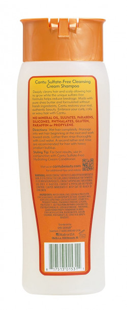 Cantu Sulfate-Free Cleansing Cream Shampoo with Shea Butter for Natural Hair, 13.5 fl oz