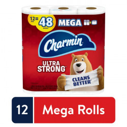 Charmin Ultra Strong Toilet Paper, 12 Mega Rolls = 48 Regular Rolls, 3432 Sheets