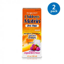 Children's Motrin Oral Suspension Dye-Free Berry, Ibuprofen,Grape , Fever Reducer, 4 Oz