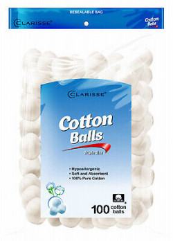 Clarisse 10756-24 Pure Cotton Balls, 100-Ct