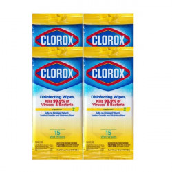 Clorox Disinfecting Wipes Crisp Lemon 15 Wet Wipes "4-PACK"