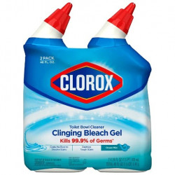 Clorox Toilet Bowl Cleaner Clinging Bleach Gel, Ocean Mist - 24 Ounces, 2 Pack
