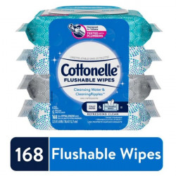 Cottonelle Flushable Wet Wipes 4 Flip-Top Packs, 42 Wipes Per Pack (168 Wipes Total)