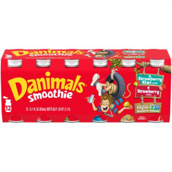 Danimals Strawberry Explosion & Strikin’ Strawberry Kiwi Variety Pack Smoothies, 3.1 Oz. Bottles, 12 Count