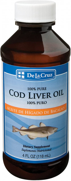 De La Cruz Cod Liver Oil Liquid - Pure Wild-Caught Icelandic Fish Oil 4 FL OZ (118 Ml)