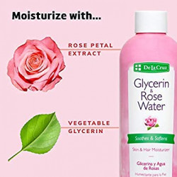 De La Cruz Glycerin & Rose Water Skin Moisturizer 8 oz