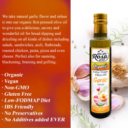 De La Rosa 100% ORGANIC Garlic Infused Extra Virgin Olive Oil