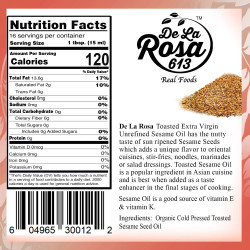De La Rosa 100% ORGANIC Toasted Sesame Oil