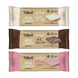 Deluxe & Bla Bla Rice Cake Whole Grain,Natural & Healthy Snack Gluten Free,Kosher Certificate & Low Calorie 115 Gr (Mix (Chocolate, White Chocolate, Strawberry))