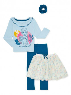 Disney Frozen 2 Baby And Toddler Girls Long Sleeve Top, Tutu, Leggings And Scrunchie, 4-Piece Outfit Set