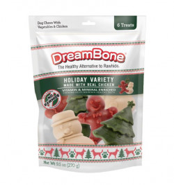 DreamBone Holiday Variety Pack, 6 Treats, Rawhide Free Chews For All Dogs