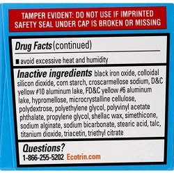 Ecotrin Aspirina entérica revestida de seguridad, 81 mg comprimidos de baja resistencia 45 tabletas |