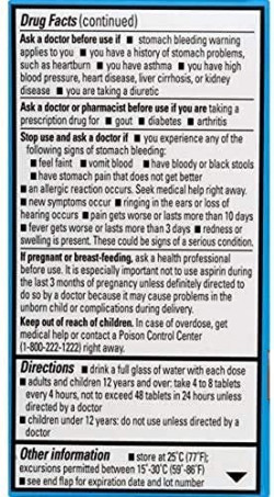 Ecotrin Aspirina entérica revestida de seguridad, 81 mg comprimidos de baja resistencia 45 tabletas |