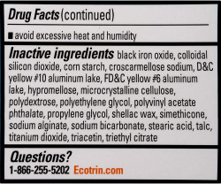 Ecotrin Aspirina entérica revestida de seguridad, 81 mg comprimidos de baja resistencia 45 tabletas |
