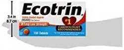 Ecotrin Aspirina entérica revestida de seguridad, 81 mg comprimidos de baja resistencia 45 tabletas |