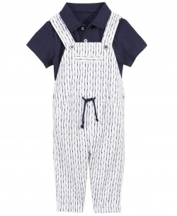 Baby Boys 2-Pc. Shibori Striped Overalls & Polo Shirt Set, Created For Macy's | Macy's First Impressions Baby Boy 2-Pc