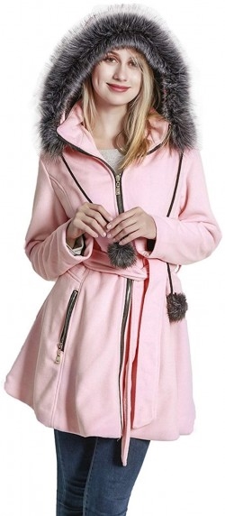 Removable Fur Collar Women's Wool Trench Coat | KENGURU COVE