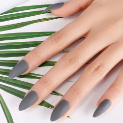 Fake Matted Nails- | Grey