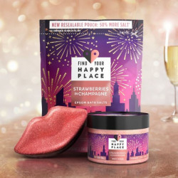 Find Your Happy Place Foaming Bath Bomb Strawberries In Champagne Sweet Berries And Champagne
