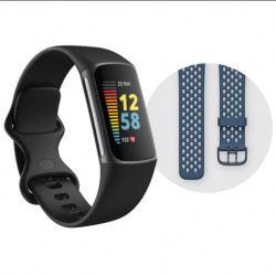 Fitbit Charge 5 Advanced Fitness And Health Tracker With Bonus Band - Silicone Black Strap