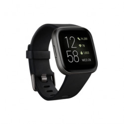Fitbit Versa 2 Smartwatch Bundle with Small and Large Bands - Black