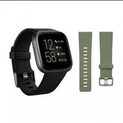 Fitbit Versa 2 Smartwatch Bundle With Small And Large Bands - Black