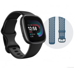 Fitbit Versa 4 Fitness Smartwatch Bundle - Black/Graphite
