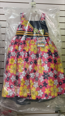 Floral Pink, Yellow & Navy Blue Dress |Little Girls | Size 5