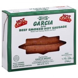Garcia Hot Smoked Beef Sausage, 28 Oz.