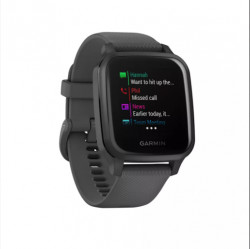 Garmin Venu Sq Smart Watch - Slate Aluminum Bezel with Shadow Gray Case and Silicone Band