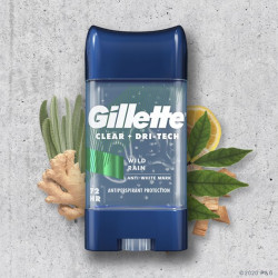 Gillette Clear Gel Men's Antiperspirant Deodorant, Wild Rain, 3.8 Oz,