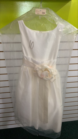 Girls' Creme With Floral Sash Dress| Size 10