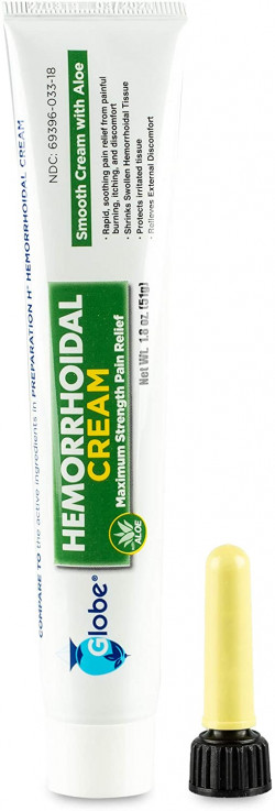 Globe Hemorrhoid Symptom Treatment Cream, Pain Relief with Aloe, (1.8 Ounce Tube) Relief from Hemorrhoids, Piles, Itching, Burning, Discomfort, & More