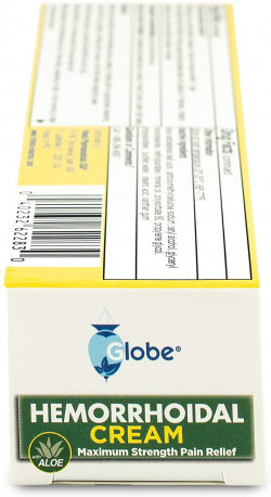 Globe Hemorrhoid Symptom Treatment Cream, Pain Relief with Aloe, (1.8 Ounce Tube) Relief from Hemorrhoids, Piles, Itching, Burning, Discomfort, & More