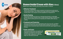 Globe Hemorrhoid Symptom Treatment Cream, Pain Relief with Aloe, (1.8 Ounce Tube) Relief from Hemorrhoids, Piles, Itching, Burning, Discomfort, & More