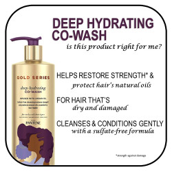 Gold Series from Pantene Sulfate-Free Deep Hydrating Co-Wash with Argan Oil for Curly, Coily Hair, 15.2 fl oz