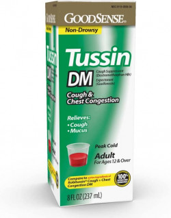 GoodSense Tussin Cough Syrup DM, Cough Suppressant And Expectorant, Wild Cherry Flavor, 8 Ounces