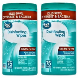 Great Value Fresh Scent Disinfecting Wipes (75 Wipes Pack) 150 Wipes In 2 Pack