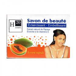 H20 JOURS – BEAUTY SOAP LIGHTENING AND BEAUTIFYING PAPAYA FAST ACTION (SAVON DE BEAUTÉ ÉCLAIRCISSANT ET EMBELLISSANT PAPAYE, ACTION RAPIDE), 250 G
