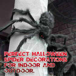 Halloween Black Large Plush Spider for Indoor, Outdoor Halloween Party Prop Decor