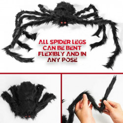 Halloween Black Large Plush Spider For Indoor, Outdoor Halloween Party Prop Decor
