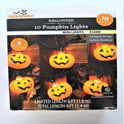 Halloween Pumpkin Lights (Set Of 10) Mini Clear Lights
