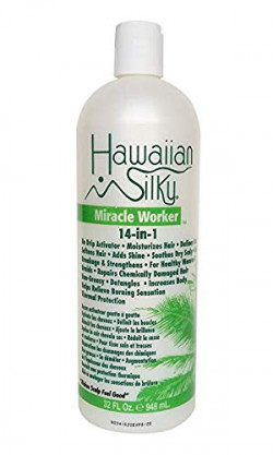 Hawaiian Silky Leave In Conditioner Keratin Oil Frizz-Free 32 Oz - Jojoba Oil Enriched - Damaged Scalp Solution - For Color Treated Hair Men, Women And Kids