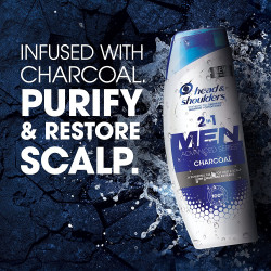 Head and Shoulders Shampoo and Conditioner 2 in 1, Anti Dandruff Treatment and Scalp Care, Charcoal for Men, 12.8 fl oz, Twin Pack