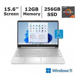 HP 15-ef2081ms Touchscreen Laptop, AMD Ryzen 7 5700U 1.8GHz Processor, 12GB Memory, 256GB PCIe SSD