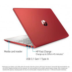 HP 15.6" Laptop, Intel Pentium Silver N5000, 4GB RAM, 128GB SSD, Windows 10 Home With Office , Scarlet Red, 15-dw0083wm