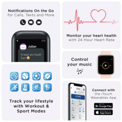 iTouch Air 3 Touchscreen Smartwatch Fitness Tracker, 40mm - Rose Gold Case with Rose Gold Mesh Strap