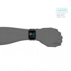 iTouch Air 3 Touchscreen Smartwatch Fitness Tracker, 44mm - Black Case with Black/Gray Perforated Strap