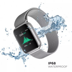 iTouch Air 3 Touchscreen Smartwatch Fitness Tracker, 44mm - Silver Case with Silver Mesh Strap