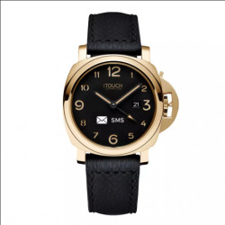 ITouch Connected Hybrid Smartwatch Fitness Tracker, 44mm - Gold Case With Black Leather Strap